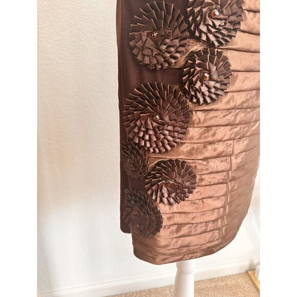 Franccesca Bellini Women Sleeveless Embellished‎ Lined Midi Dress. Brown. S/M - Picture 6 of 14